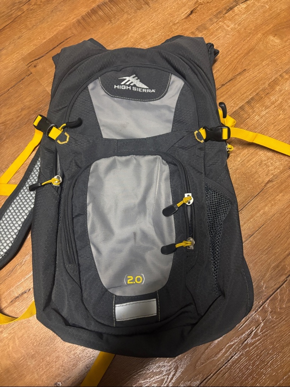 High Sierra Black and Gray Backpack with Yellow Accents